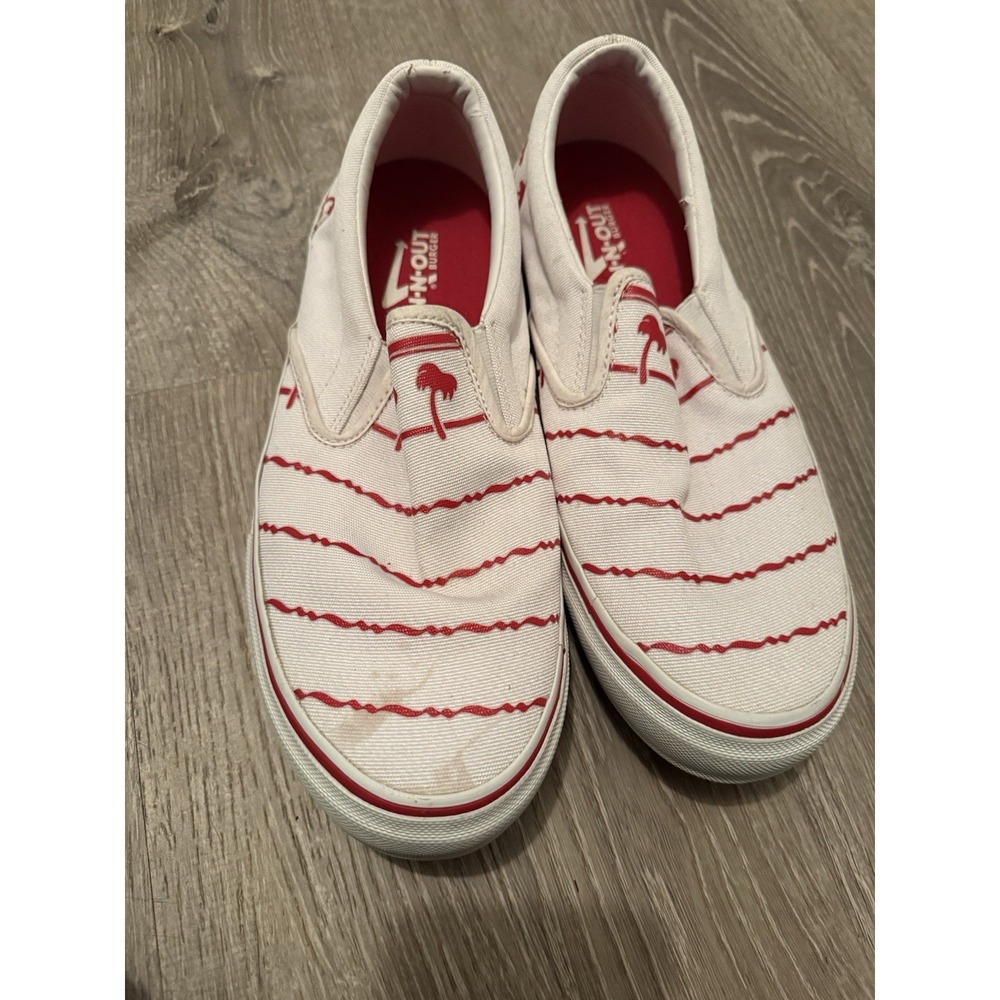 In NOut Burger Shoes Mens Size 11 Drink Cup White Canvas SlipOn Palm Trees NOTE*